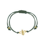 Βραχιόλι Μέλισσα σε κίτρινο επίχρυσο και πράσινο κορδόνι