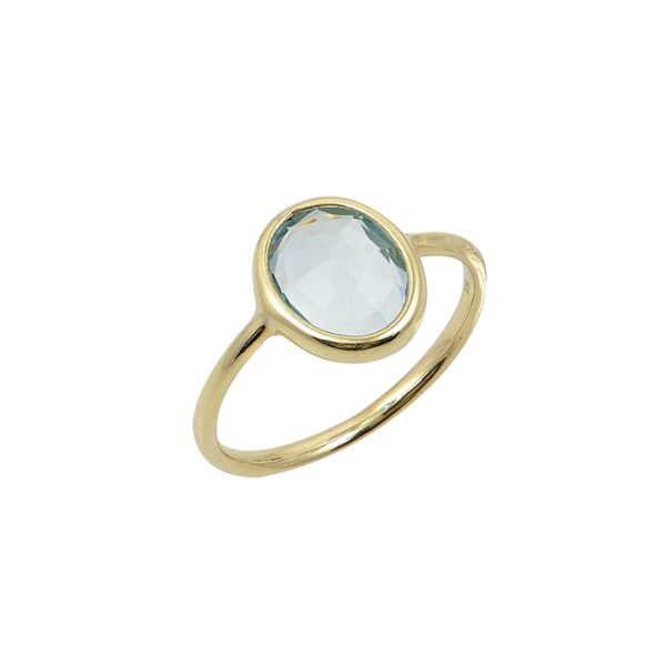 Δαχτυλίδι σε κίτρινο χρυσό Κ14 με aquamarin
