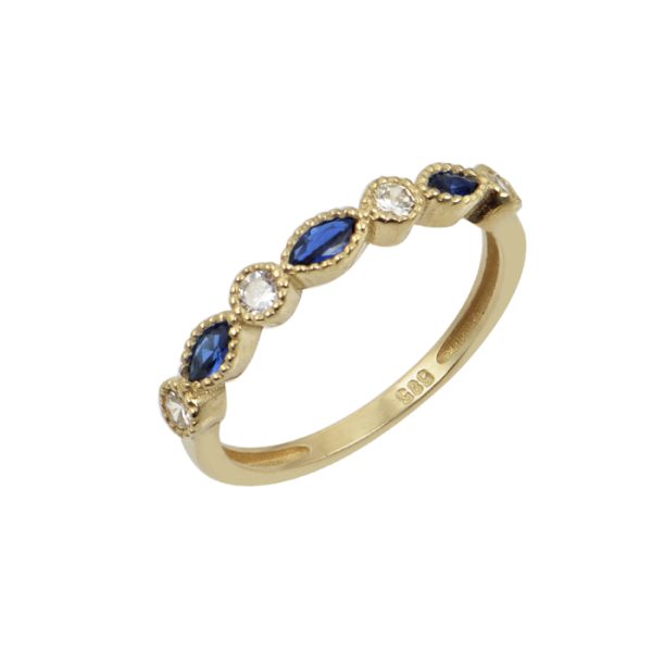 Δαχτυλίδι σειρέ με μπλε και λευκό ζιργκόν