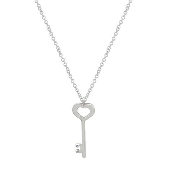Κολιέ λευκόχρυσο με κλειδί καρδιά