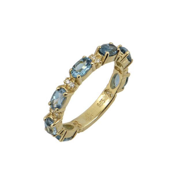 Δαχτυλίδι ολόβερο με σιελ και λευκά ζιργκόν