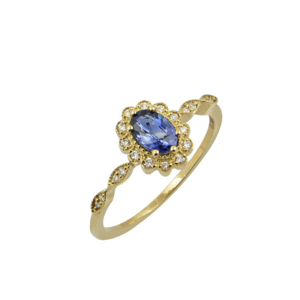 Δαχτυλίδι ροζέτα με πολυτιμες πέτρες Κ18