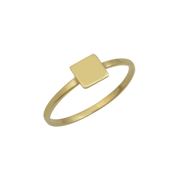 Δαχτυλίδι σκέτο λουστρέ με τετράγωνο κέντρο