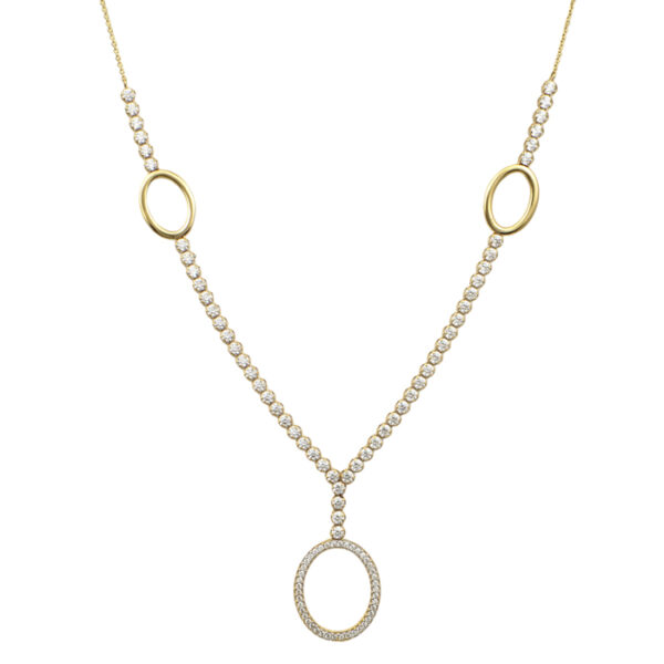 Κολιέ κίτρινο χρυσό με σχέδιο κύκλους και ζιργκον