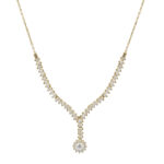 Κολιέ κίτρινο χρυσό με σχέδιο ριβιέρα γραβάτα με ροζέτα απο λευκά ζιργκον