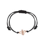 Βραχιόλι Μέλισσα σε ροζ ασήμι και μαύρο κορδόνι