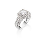 Δαχτυλίδι ροζέτα με τριπλή σειρά με λευκά ζιργκόν