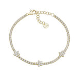 Βραχιόλι ασημέμιο επίχρυσο με τρία αστέρια με ζιργκόν