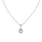 Κολιέ ροζέτα ασημένιο με σομόν πέτρα ζιργκόν