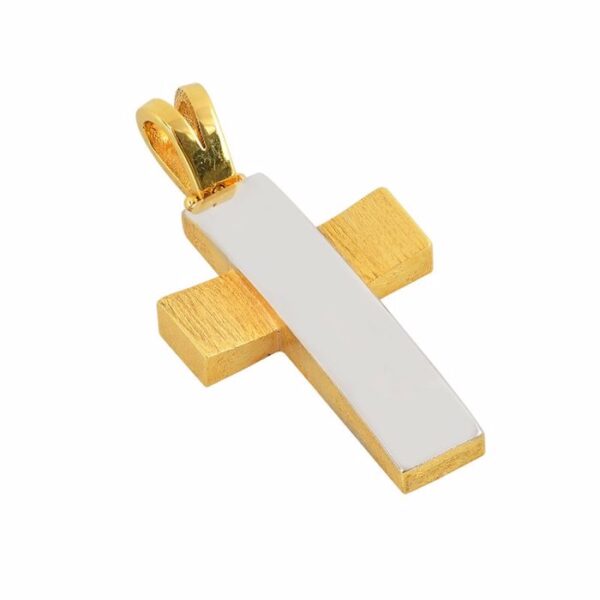 Σταυρός χειροποίητος δίχρωμος σε Κ18