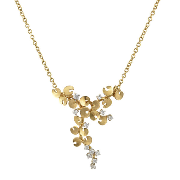 Κολιέ σε κίτρινο χρυσό Κ14 με λουλούδια