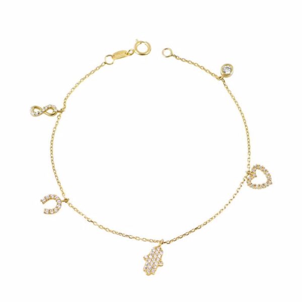 Βραχιόλι με διάφορα μοτίφ σε κίτρινο χρυσό Κ14