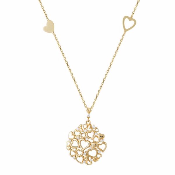 Κολιέ με καρδιές σε κίτρινο χρυσό Κ14
