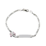 Ταυτότητα με πεταλούδα ροζ σμάλτο σε λευκό χρυσό Κ14