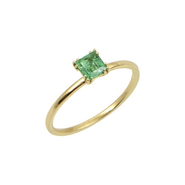 Δαχτυλίδι μονόπετρο με σμαράγδι τετράγωνο 0,40ct
