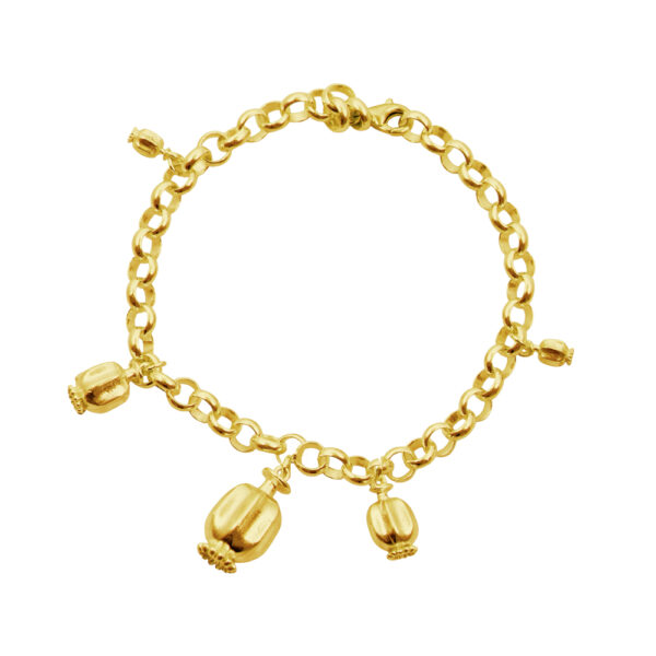 Βραχιόλι ασημένιο επίχρυσο με διάφορα μεγέθοι κλειστής παπαρόυνας