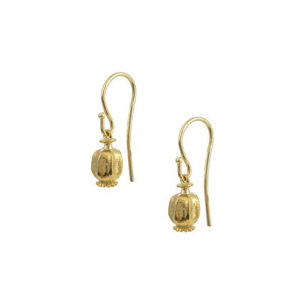 Σκουλαρίκια ασημένια επίχρυσα κρεμαστά με κλειστή παπαρούνα