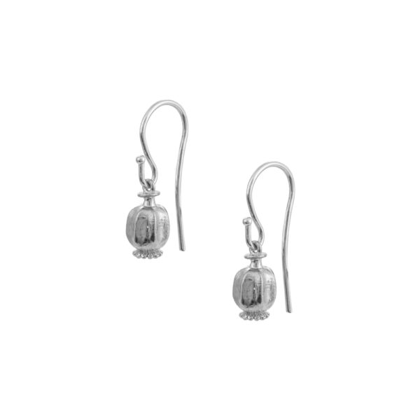 Σκουλαρίκια ασημένια κρεμαστά με κλειστή παπαρούνα