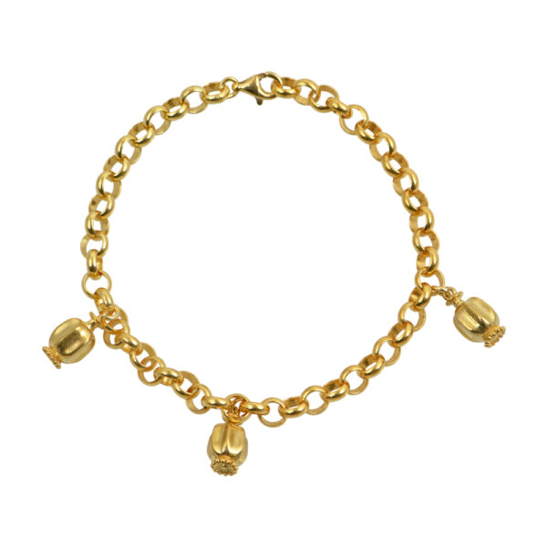 Βραχιόλι ασημένιο επίχρυσο με 3 κλειστές παπαρούνες