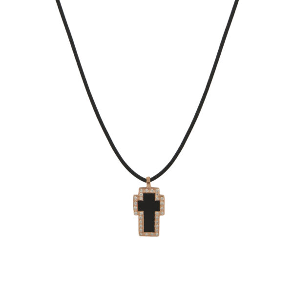 Κολιέ VERY GAVELLO με κορδόνι με σταυρό μαύρο σε μέγεθος 14x9 mm.