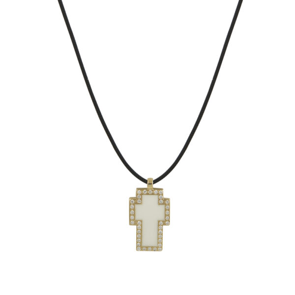 Κολιέ VERY GAVELLO με κορδόνι με σταυρό άσπρο σε μέγεθος 20x13 mm.