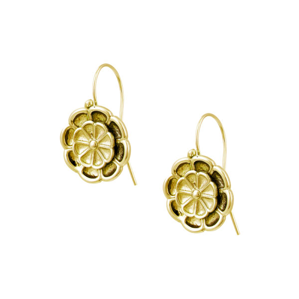 Σκουλαρίκια ρόδακες κρεμαστά σε ασημένιο επίχρυσο