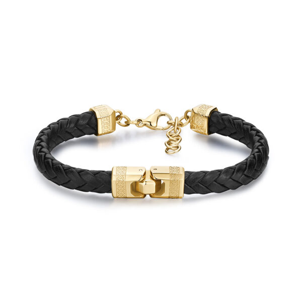 Γυναικείο βραχιόλι brosway δερμάτινο με κίτρινo κρίκο κέντρο