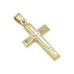 Σταυρός σε κίτρινο χρυσό Κ14 με δεύτερο σταυρό στο κέντρο σε λευκό χρυσο Κ14