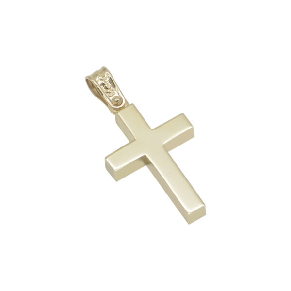 Σταυρός σκέτος τετράγωνος σε κίτρινο χρυσό Κ14