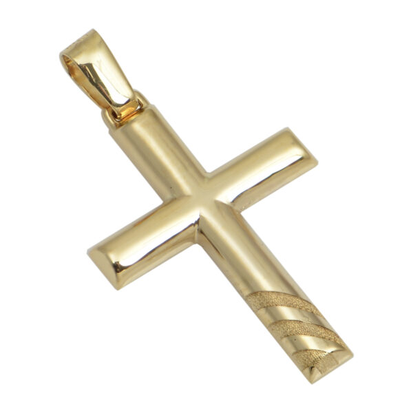 Σταυρός γυναικείος με στρογγυλά άκρα σε κίτρινο χρυσό Κ14