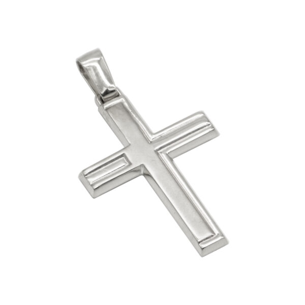 Σταυρός με σχέδιοστα άκρα του σε λευκό χρυσό Κ14