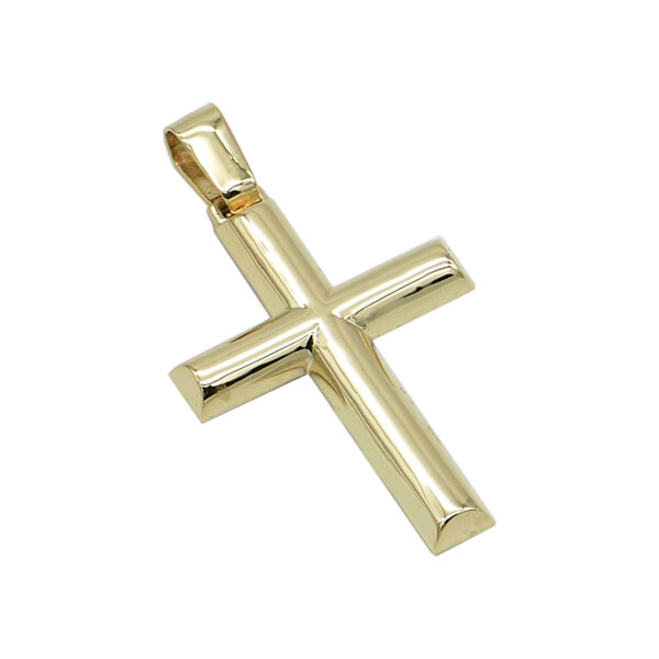 Σταυρός κλασικός σκέτος με στρογγυλά άκρα σε κίτρινο χρυσό Κ14