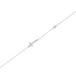 Βραχιόλι με σταυρό και μαργαρίταρι σε λευκό χρυσό Κ14