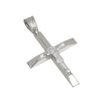 Σταυρός σε λευκό χρυσό Κ14 με εσταυρωμένο