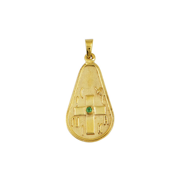Κωνσταντινάτο σε κίτρινο χρυσό Κ18 με σμαράγδι στο κέντρο του