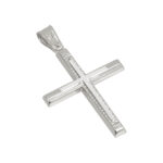 Σταυρός σε λευκό χρυσό Κ14 με σαγρέ στο κέντρο