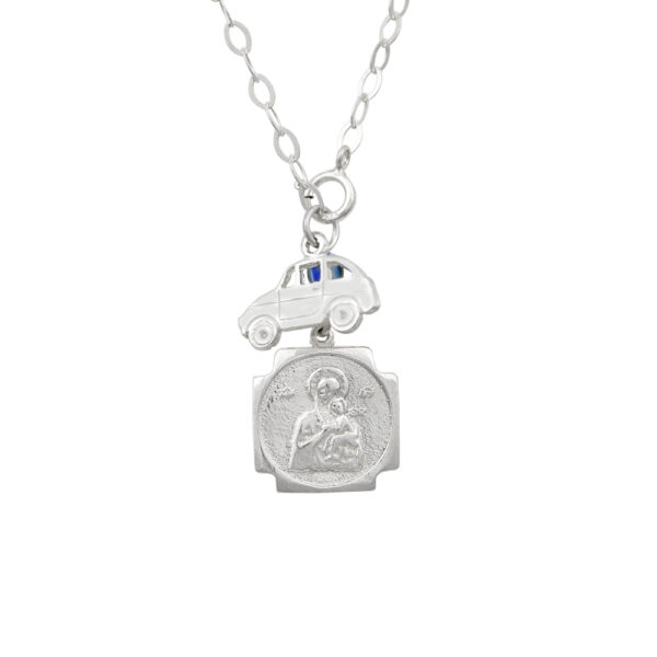 Φυλαχτό ασημένιο με τον Άγιο Χριστόφορο σε σχήμα τετράγωνο