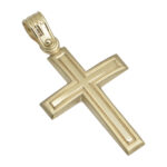 Σταυρός σε κίτρινο χρυσό Κ14 κλασικός με περίγραμμα