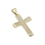 Σταυρός σε κίτρινο χρυσό Κ14 με ζιργκόν