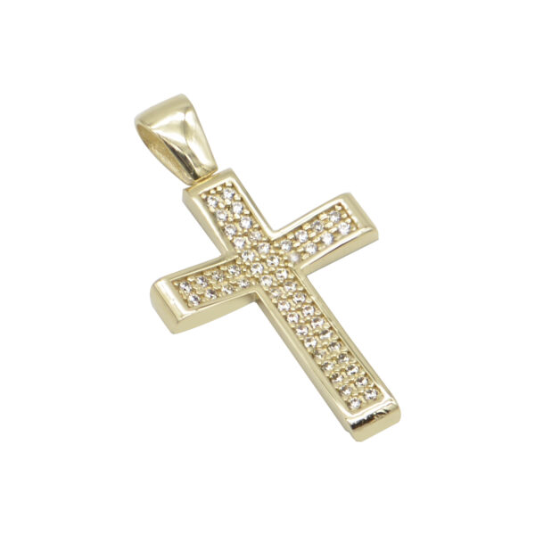 Σταυρός σε κίτρινο χρυσό Κ14 με ζιργκόν