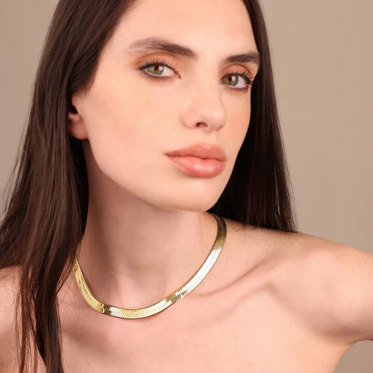 Κολιέ ETRUSCA πλακέ επιχρυσομένη